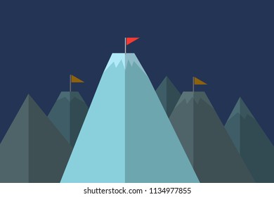 Red flag on the top of mountain