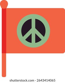 Red Flag with Peace Symbol Vector Icon Representing Anti-War Protest and Pacifism Movement