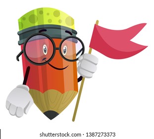 Red flag in red pencils hands illustration vector on white background