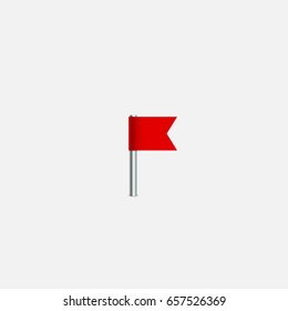 Red flag as a pin point for a location or navigation system. Vector illustration