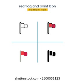red flag and point Icon