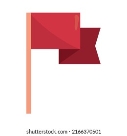 Red Flag In Pole Icon Isolated