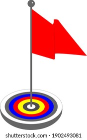 red flag, right on target, vector illustration, vector on white background