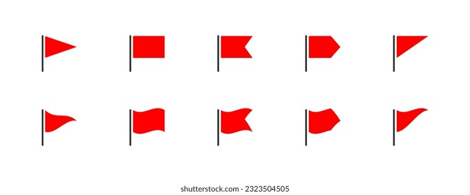 Red flag set icon. Isolated concept of pointer, tag and important sign. Vector illustration
