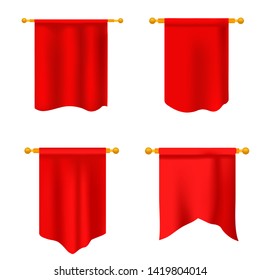 red flag set, vector, realistic illustration