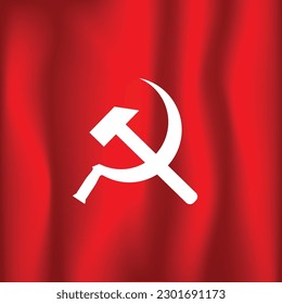 Red flag of soviet union. Symbol of the socialist republics of communism and socialism with hammer and vector sickle