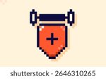 Red flag or tapestry drawn in pixel art style.