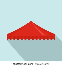 Red flag tent icon. Flat illustration of red flag tent vector icon for web design