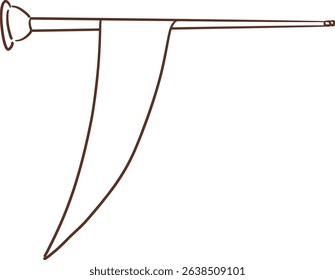red flag trumpet korean music instruement outline style clipart