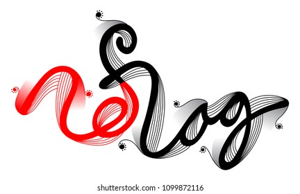 Red Flag. Vector calligraphic illustration of hand drawn inscriptions. Warning signal inscription. Vector typography art.