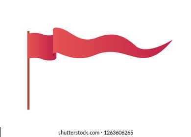 red flag waving isolated icon