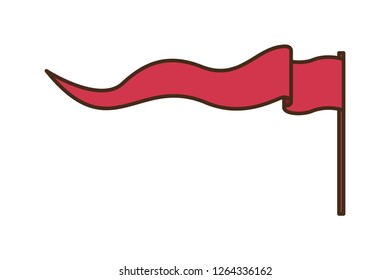 red flag waving isolated icon