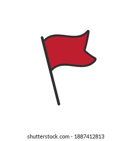 Red Flag Waving Vector Icon. Stock Vector illustration isolated on white background.