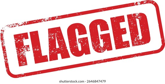 Red Flagged Rubber Stamp Word Text Written in Grunge Vector in Round Border, Vintage, Transparent Background
