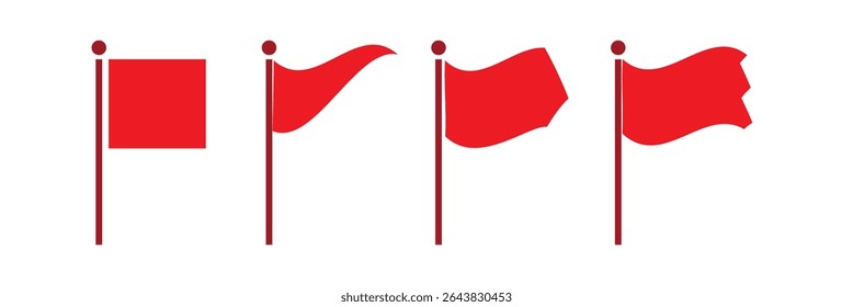 Red flags. Red flag icon set, start and finish symbols. Target symbols