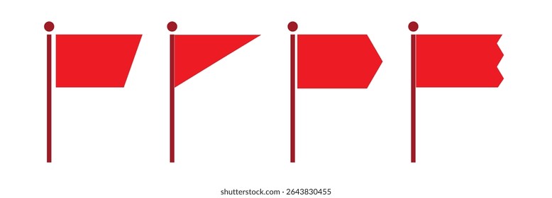Red flags. Red flag icon set, start and finish symbols. Target symbols