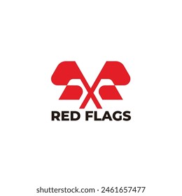 red flags simple curves geometric logo vector 