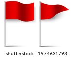 Red flags. Square, triangular shape. Success symbol. Banner promotion. Stock image. Vector illustration.