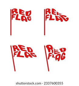 Red flags typography set. Red flag collection 