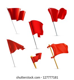 Red flags, vector icon set