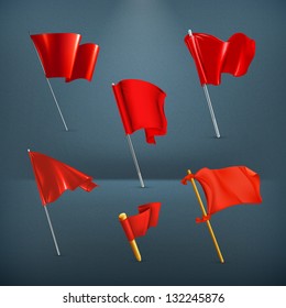 Red flags, vector icon set