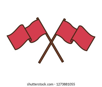 red flags waving isolated icon