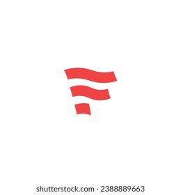 Red flag-shaped F letter logo with blank background