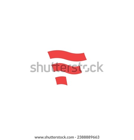 Red flag-shaped F letter logo with blank background