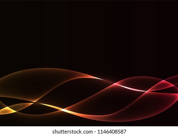 red flame curve layer overlap in dark background, wave transparent backdrop, simple technology template, vector illustration
