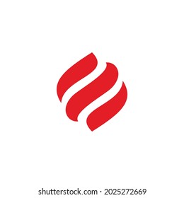 curvas de llama roja simple vector de logotipo geométrico simple