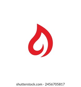 Vector geométrico simple del logotipo de las curvas de la llama roja 