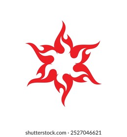 Red Flame Fire Flower Logo Template Illustration Design