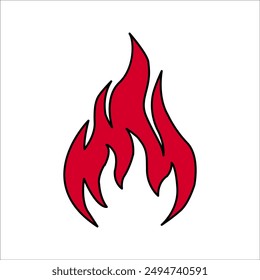 Red flame, fire icon, fire, campfire, fire logo design vector illustration