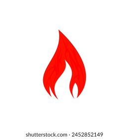 Red flame in flat style on white background.