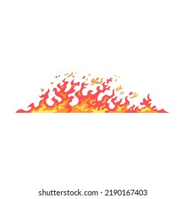 Red flame. Hot fire burning, bonfire, igniting, campfire, spread. Vector illustration for warning, danger, accident, fireplace