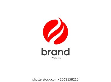 Icono rojo de la llama con el nombre de marca para el logotipo del negocio