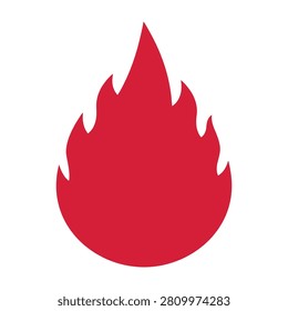 A red flame icon symbolizing fire burning with a bold and fiery presence on a white background