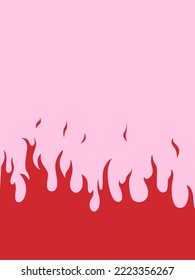 Red flame on a pink background. Abstract fire vector background in 1970s retro hippie style for textile print, wrapping paper, web design and social media.