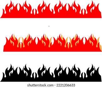 Red flame on a white background.Burning fire decoration element. Fire illustration for design..eps