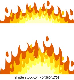 Red flame set. Fire element. Part of the bonfire with the heat. Fireman's job. Dangerous situation. Cartoon flat illustration on white background