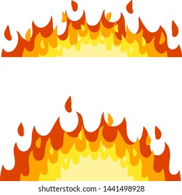 Red flame set. Fire element. Part of the bonfire with the heat. Fireman's job. Dangerous situation. Cartoon flat illustration on white background