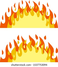 Red flame set. Fire element. Cartoon flat illustration. Fireman's job. Dangerous situation. Part of the bonfire with the heat