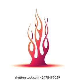 Red Flame Symbol Fire Tree flame. Red flame in abstract style on white background. Flat fire. Modern art isolated graphic. Fire sign. Vector Illustration