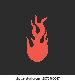 Logo del símbolo de la llama roja sobre fondo negro. Diseño del tatuaje del esténcil del estribillo tribal decorativo. Ilustración de vectores planos.