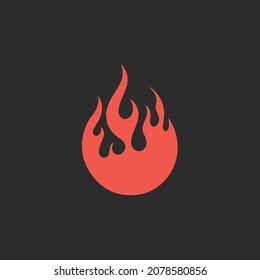 Red Flame Symbol Logo on Black Background. Tribal Decal Stencil Tattoo Design. Flat Vector Illustration.