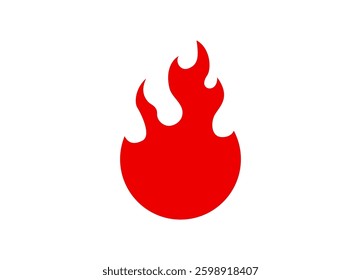 Red flame symbol represents energy, heat, and fire. the curved design adds a dynamic feel.