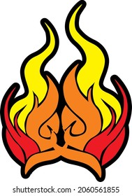 red flame in vector art style