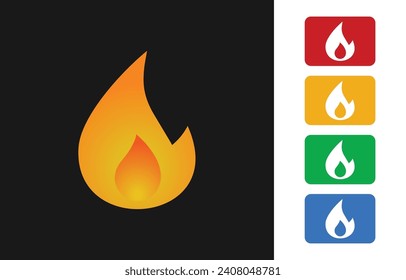 Red flame vector icons set