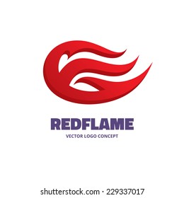 Red flame - vector logo concept illustration. Fire sign icon. Hot warm symbol. Design element. 