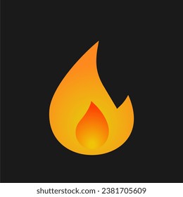 Red flames 3D vector icons isolated on black background - Illustration